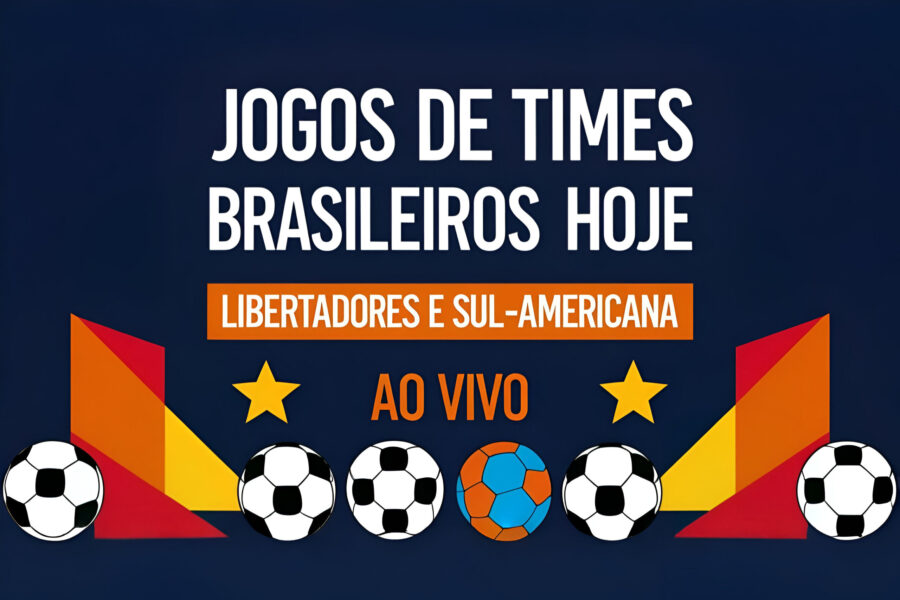 Imagem destacada com o tรญtulo Jogos de Times Brasileiros Hoje (28/05/2025), com elementos visuais relacionados a futebol como bola, estรกdio e torcida, em estilo moderno e profissional.