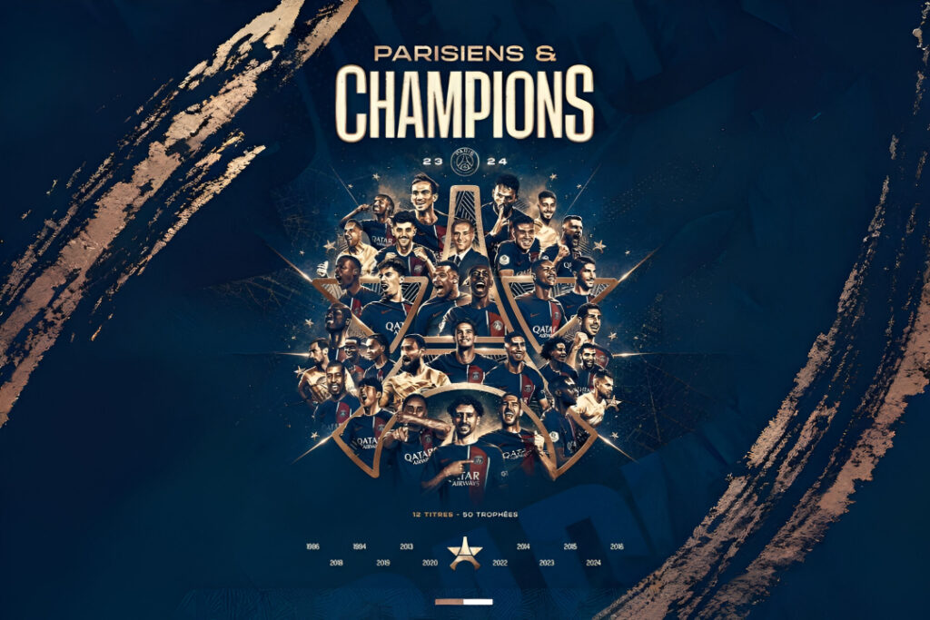 Jogadores do PSG erguem o troféu da Champions League 2025 após goleada histórica sobre a Inter de Milão