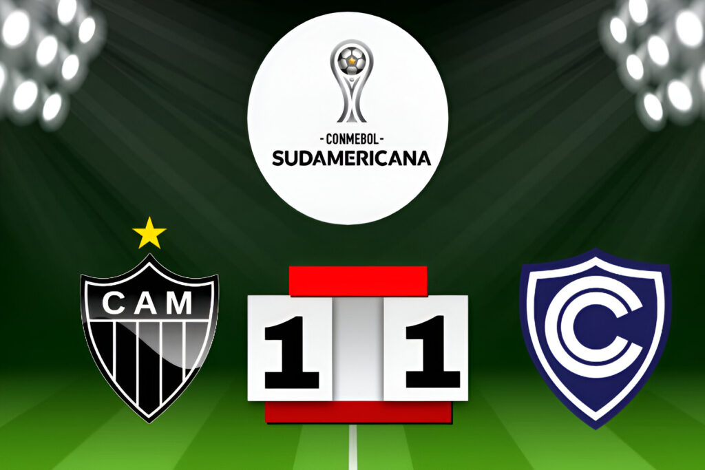 Imagem do placar Atlรฉtico-MG 1 x 1 Cienciano na Arena MRV pela Copa Sul-Americana 2025