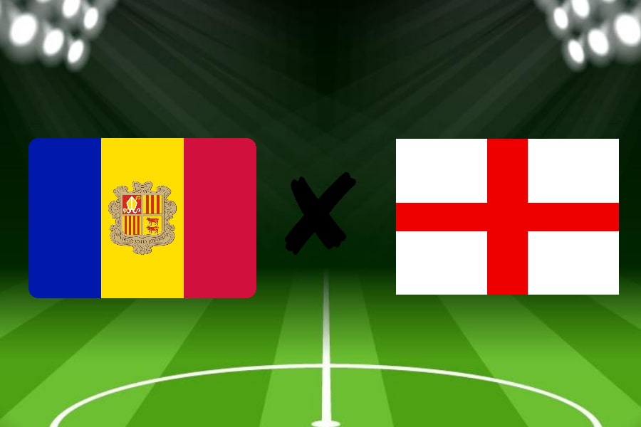Jogadores de Andorra e Inglaterra em ação no jogo Andorra x Inglaterra 07/06/2025, partida decisiva de futebol internacional