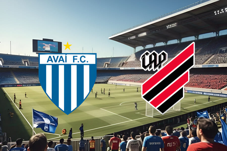 Jogo Avaí x Athletico-PR na Ressacada, Série B 2025, com torcida vibrante e transmissão ao vivo em streaming esportivo.