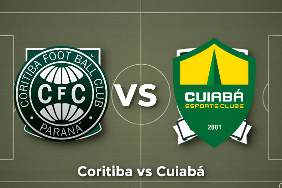 Logos do Coritiba e Cuiabá lado a lado com data do jogo 22 de junho de 2025, Série B do Campeonato Brasileiro