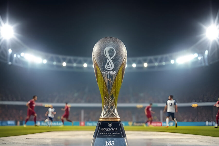 Imagem da taรงa oficial da Copa Sul-Americana 2025, sรญmbolo da glรณria continental