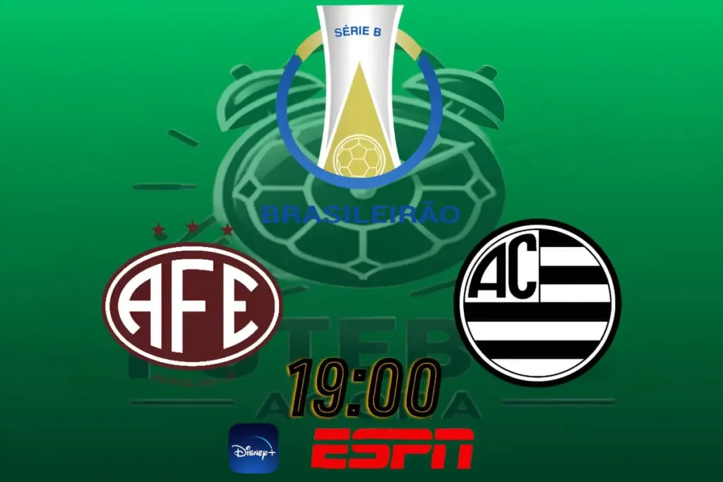 Jogadores de Ferroviária e Athletic Club em disputa de bola no campo, representando o confronto da Série B.