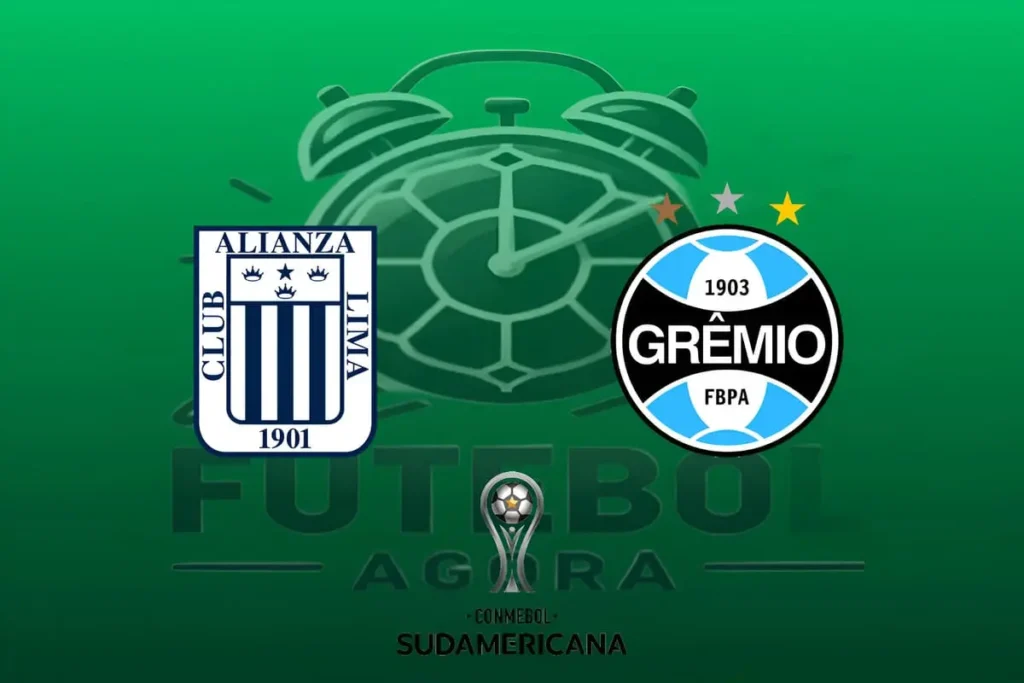 Jogadores de Alianza Lima e Grêmio em campo, simbolizando o confronto decisivo pela Sul-Americana.