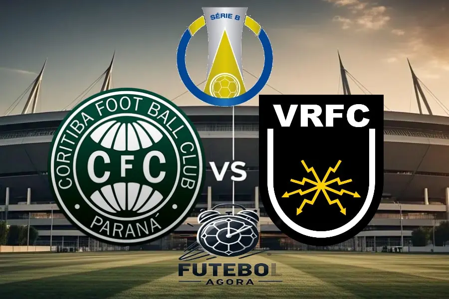 Escudos de Coritiba e Volta Redonda lado a lado antes do confronto pela Série B 2025 no Couto Pereira
