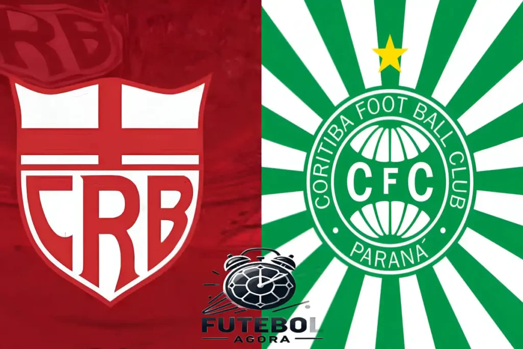Escudos de CRB e Coritiba com data e horário do jogo pela Série B 2025"