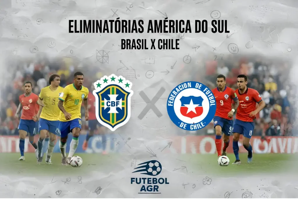 Maracanã lotado para o jogo entre Brasil e Chile nas Eliminatórias da Copa do Mundo 2026, com torcida brasileira vibrante, bandeiras dos dois países e o clima de expectativa para a partida decisiva.